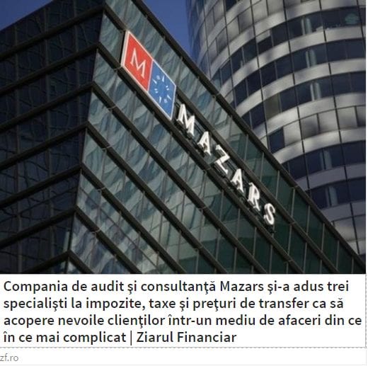 Mazars, Ziarul Financiar, Tax Advisory, Angajari